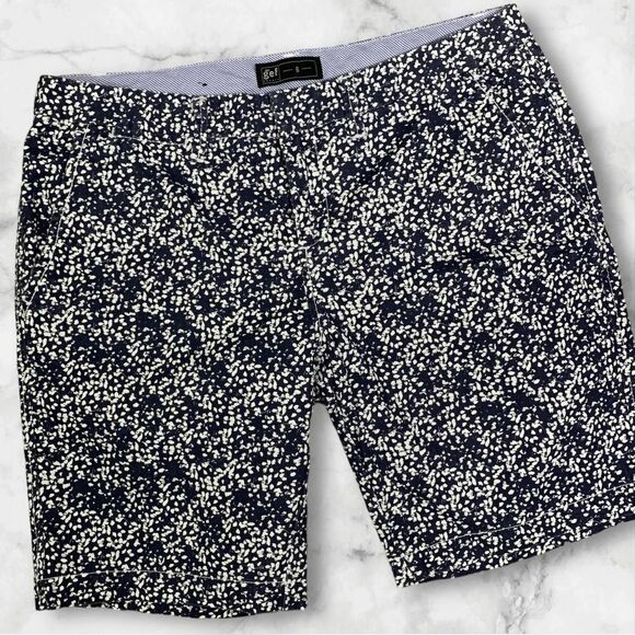 gef France Women's size 6 Navy blue white splatter Mid rise 8" Flat front Shorts - Picture 1 of 13
